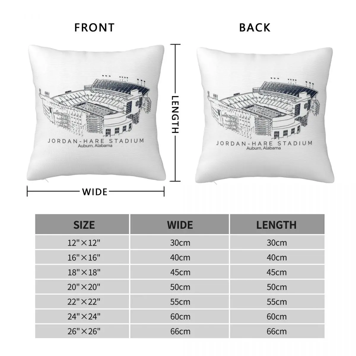 Jordan-Hare Stadium Square Pillowcase Polyester Linen Velvet Creative Zip Decor Home Cushion Cover Wholesale