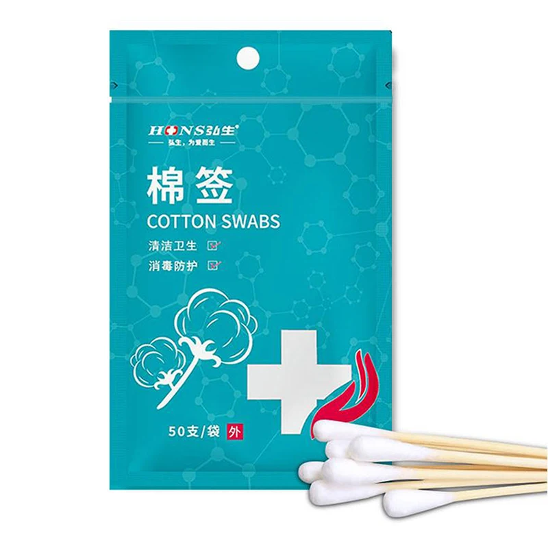 50pcs Medical Cotton Stick 10cm Single Head Disposable Home Emergency Wound Care Cleaning Disinfect Tool