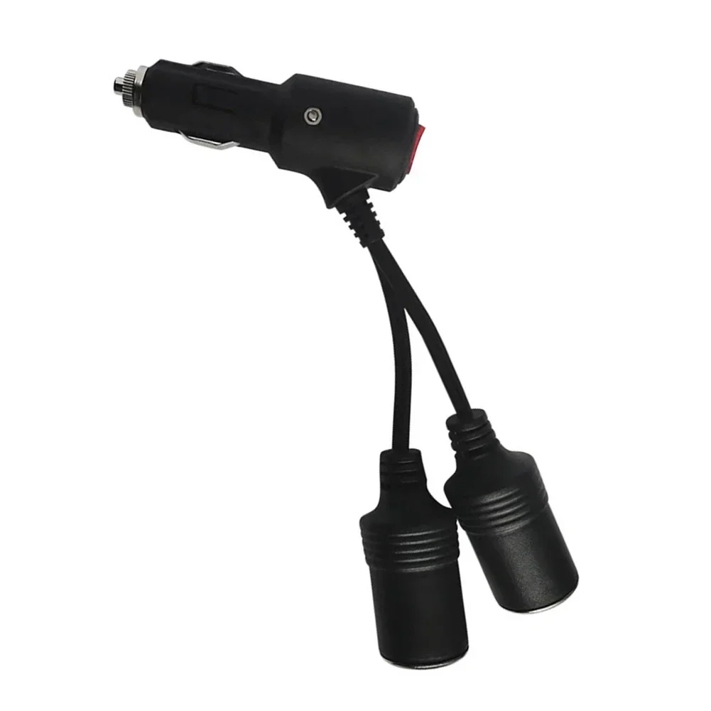 12/24V 2-In-1 Car Power Adapter Splitter Adapter W/ On Off Switch 1 Male To 2 Female Socket Y Splitter Cigarette Lighter Adapter