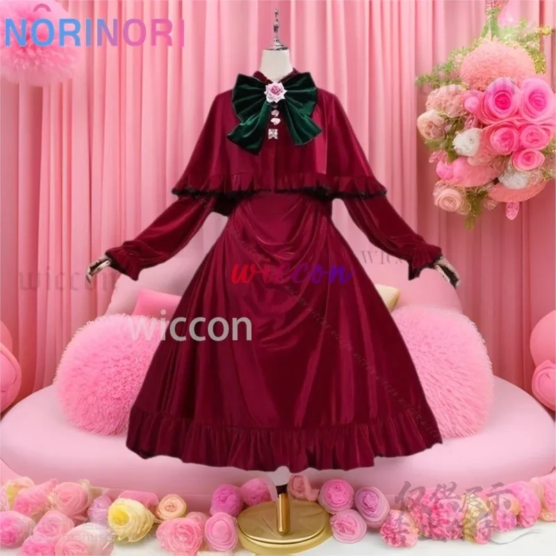 애니메이션 신쿠 코스프레 로젠 메이든 의상 레드 벨벳 드레스 로리타 모자 헤드웨어 가발 여성용 할로윈 파티 맞춤 제작