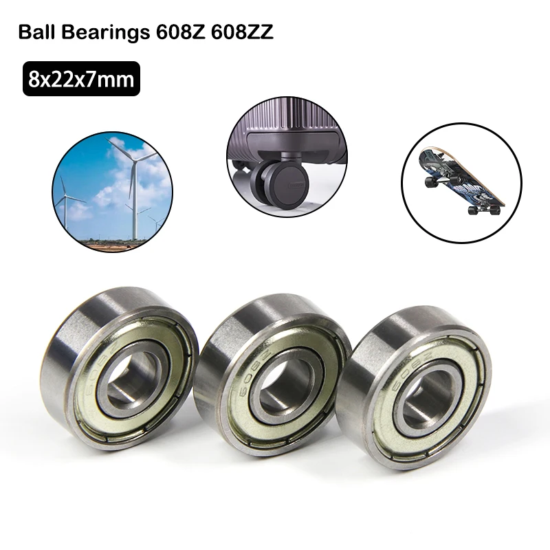 

Ball Bearings 608Z 608ZZ ABEC-7 Deep Groove 8x22x7mm Mini Ball Bearing Carbon Steel for Skateboard Scooter 3D Printer Parts