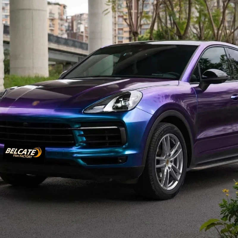 2025 Camaleonte PET lucido metallizzato viola blu rosso verde oro adesivi per auto premium con rivestimento in vinile per auto
