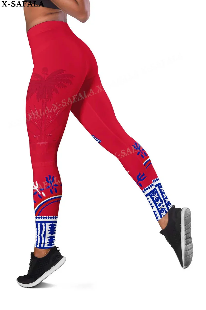 Haiti Coat Of Arms Love Country Leggings 3D Print Women Yoga Girl Stretch GYM Slim High Waist Legging Summer Sports-1