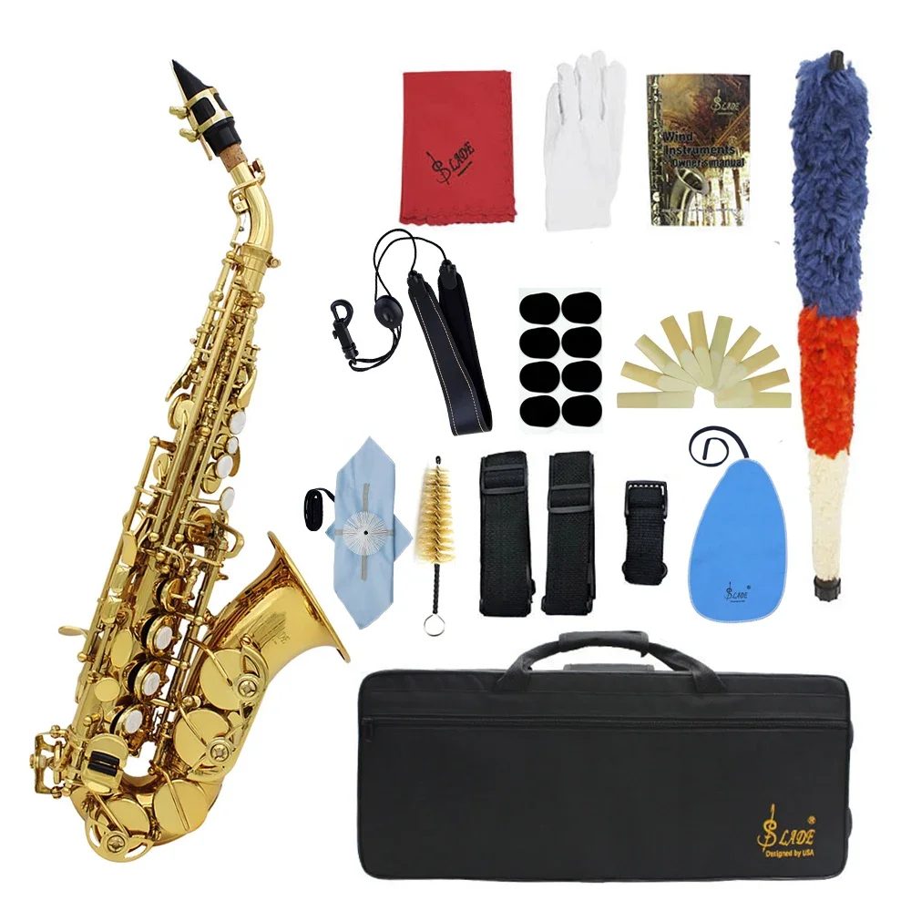 

SLADE Soprano Saxophone Bb Tone Brass Sax Engraved Floral Saxofon With Case Mouthpiece Reeds Wind Instrument Parts & Accessories