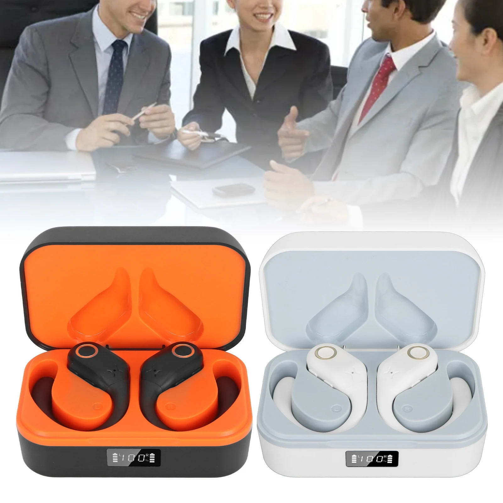 سماعات أذن مترجم بلوتوث 144 لغة للحد من الضوضاء سماعات ترجمة لاسلكية ستيريو مع علبة شحن