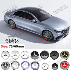 4PCS 75mm Car Wheel Center Hub Caps Cover Emblem Badge For Mercedes Benz AMG A B C E S CLA GLA GLB GLC GLS GLK MLG CLS R G Class