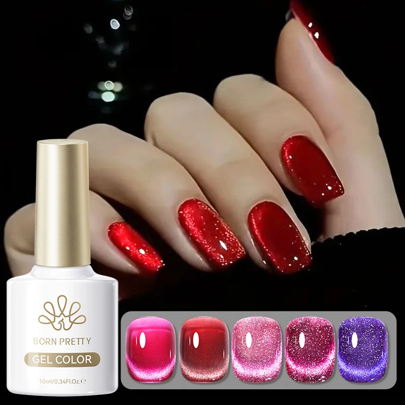 BORN PRETTY HEMAフリー 10ml ブラウン ウィンターグリッター キャットマグネティックジェルネイルポリッシュ セミパーマネント ソークオフ UV/LED対応