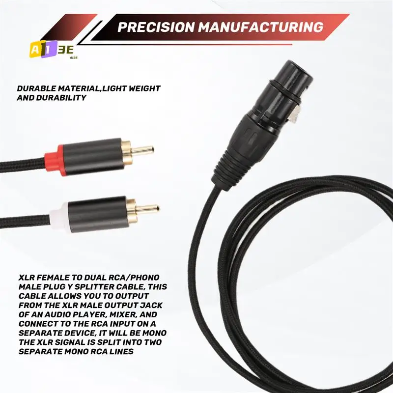 

A13E-3 Pin XLR Female To Dual RCA Male Y Splitter Cable,Mixer Amplifier Audio Cable,Stereo Audio Interconnect Cable