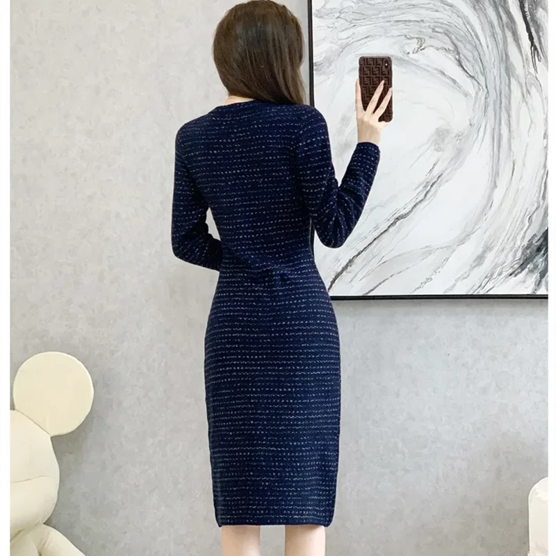 Autumn Dresses For Women Long Sleeved Sweet Temperament Commuting V-neck