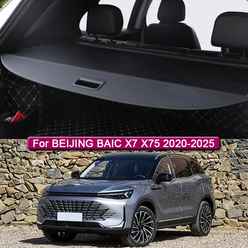 

Car Styling For BEIJING BAIC X7 X75 2020-2025 Canvas Car Rear Trunk Curtain Cover Rear Rack Partition Shelter Protect Privacy