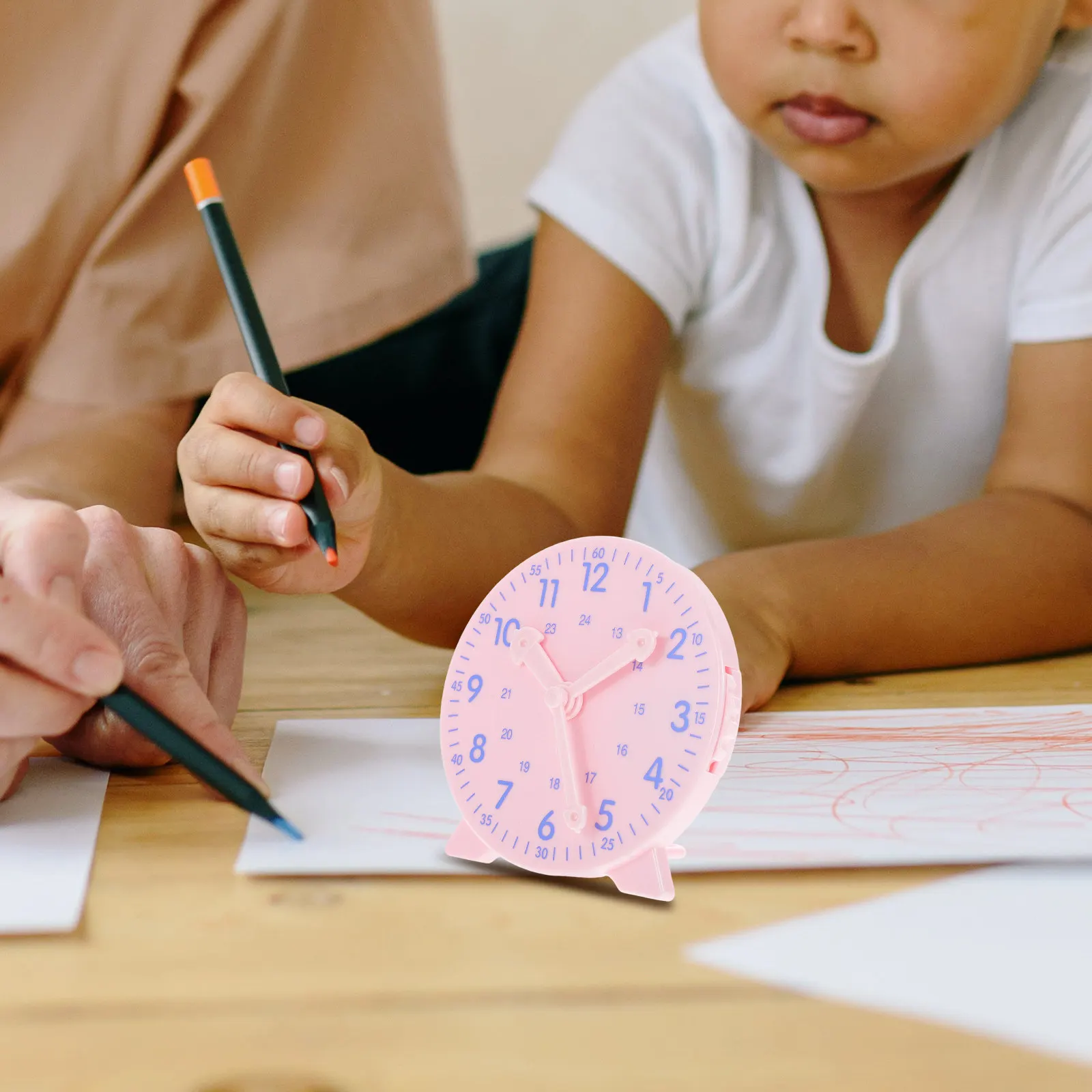 Teaching Clock for Preschool Classroom Educational Clock Learning Time Management Interactive Hour Minute Second Hands Pink