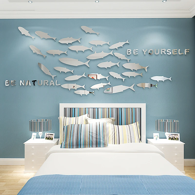 3D Acrylic Stereo Marine Fish Wall Sticker - Undersea World Design for Bedroom, Living Room, and Children's Room