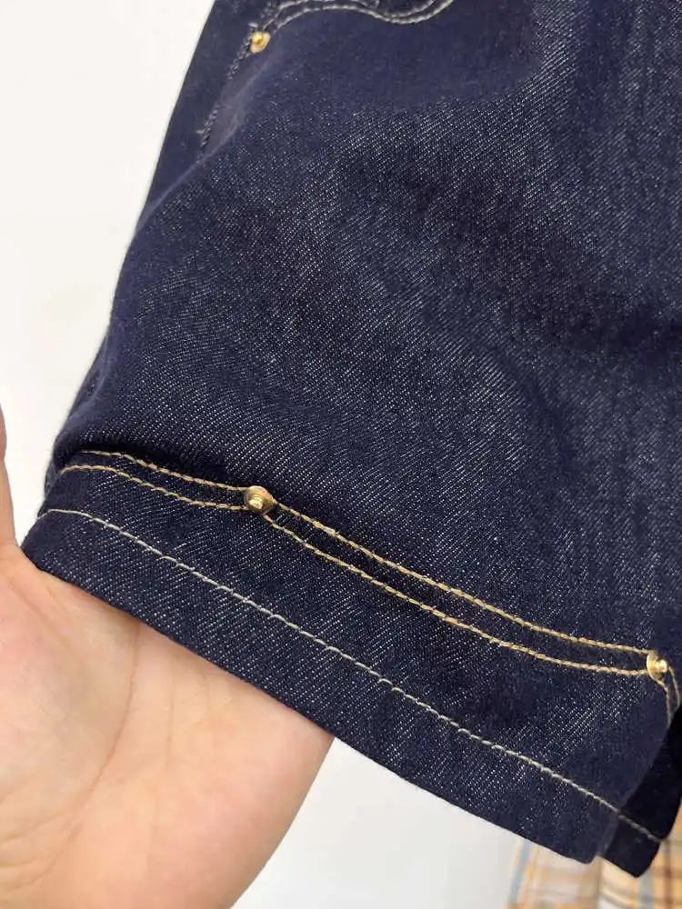 Taille haute grande taille femmes court mode nouveau déplacement Straightleg Jean été Simple tout Match pantalon à jambes larges