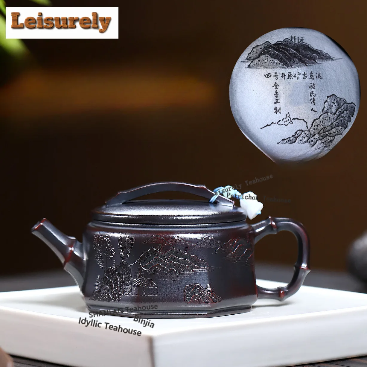 

270ml Yixing Purple Clay Teapots Handmade Large Caliber Pot Raw Ore Antique Brass Mud Tea Maker Kettle Chinese Zisha Tea Set