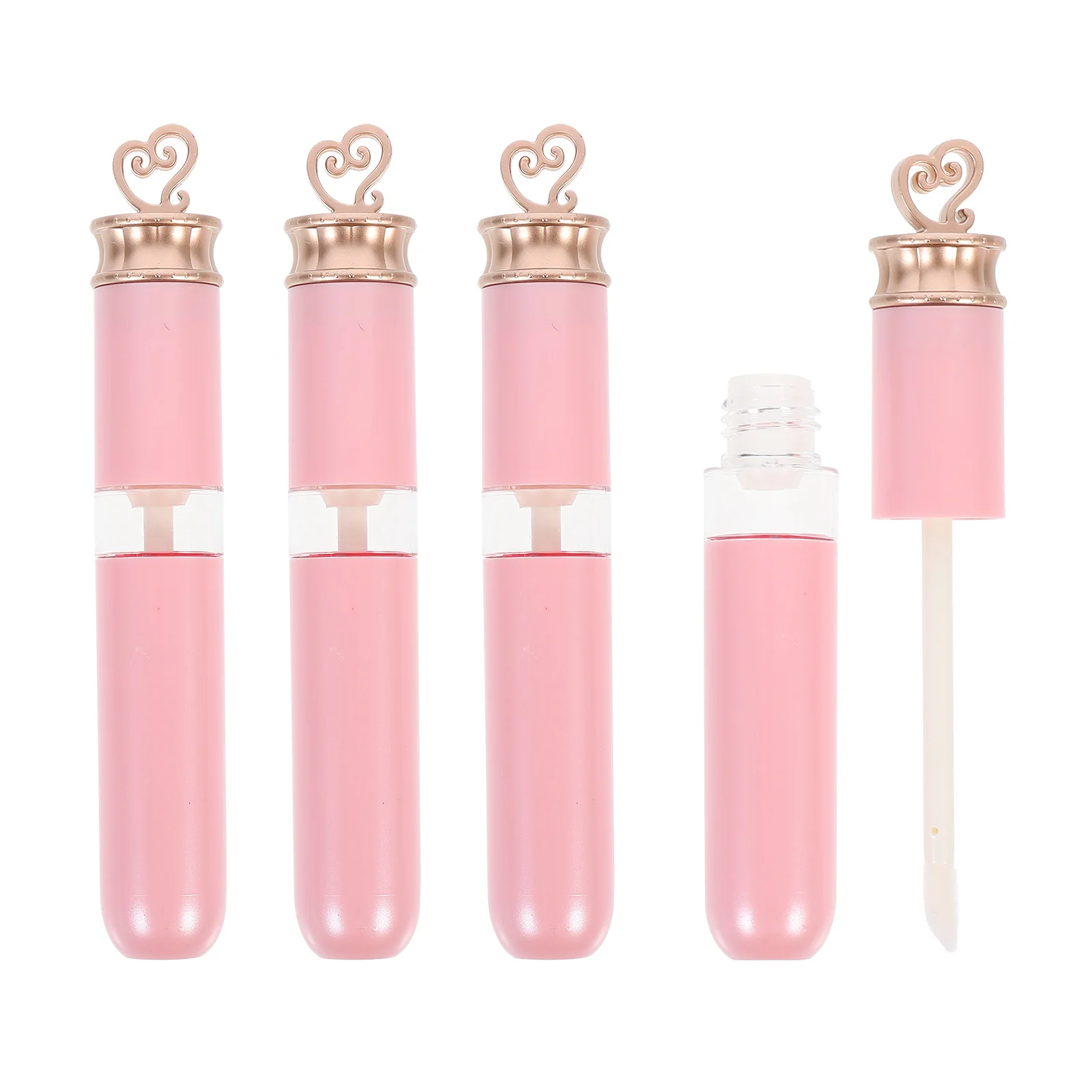

4Pcs Lip Gloss Tubes Heart Shaped Durable ABS Material Portable Refillable Lip Balm Container Small Empty Bottles for Travel