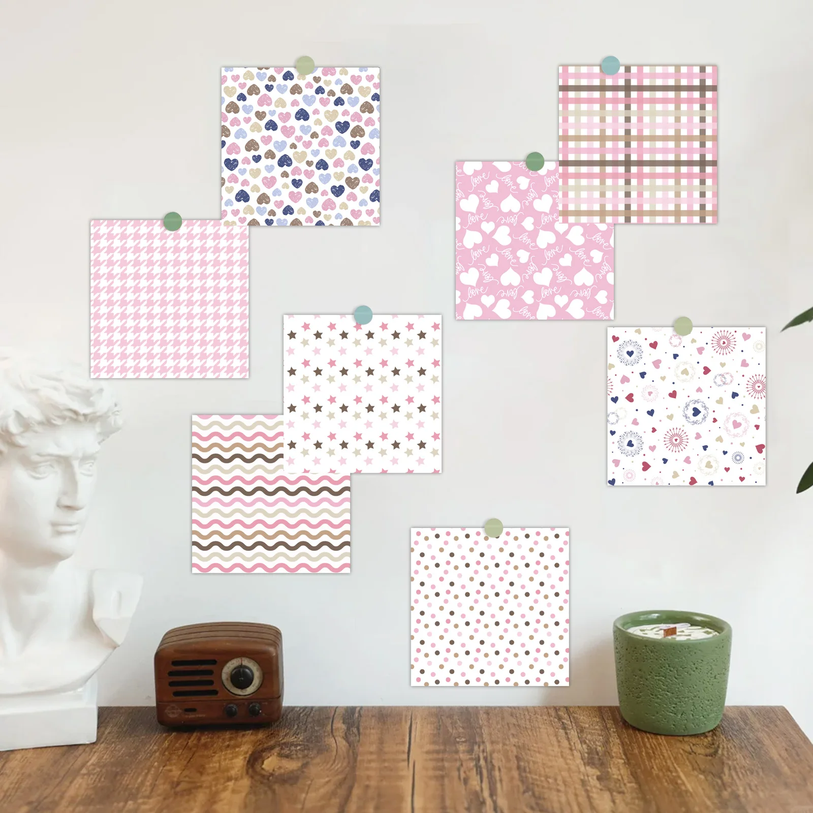 8 أوراق الوردي القلب شريط نمط الزخرفية قصاصات ورقية DIY بها بنفسك الحرف ألبومات الصور هدية التفاف لحفلات الزفاف