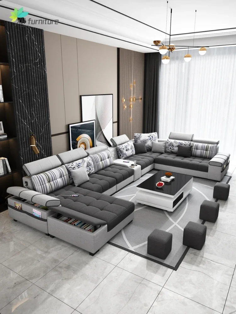 

Living room simple modern fabric sofa, high-quality fashion technology cloth sofa combination