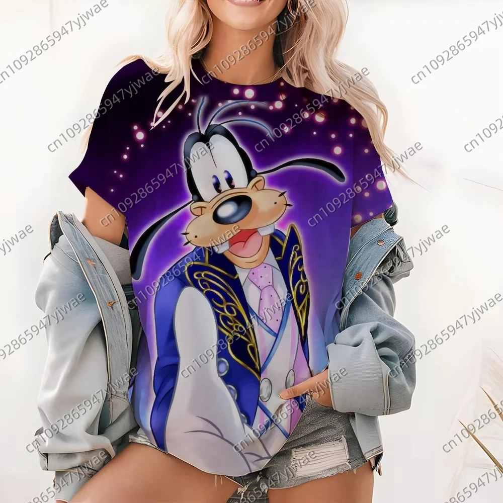 

Футболка с короткими рукавами Disney Goofy для пар, женская модная уличная одежда, свободная футболка Y2K Millennium Girls Top
