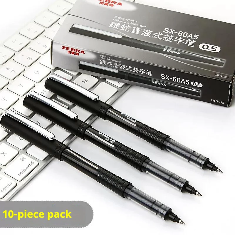 ZEBRA Straight Liquid Ink Rollerball Pen,0.5mm Non-Smudge&Skip-free Bullet Tip/Metal Clip ForHomework,Signature,Professional Use