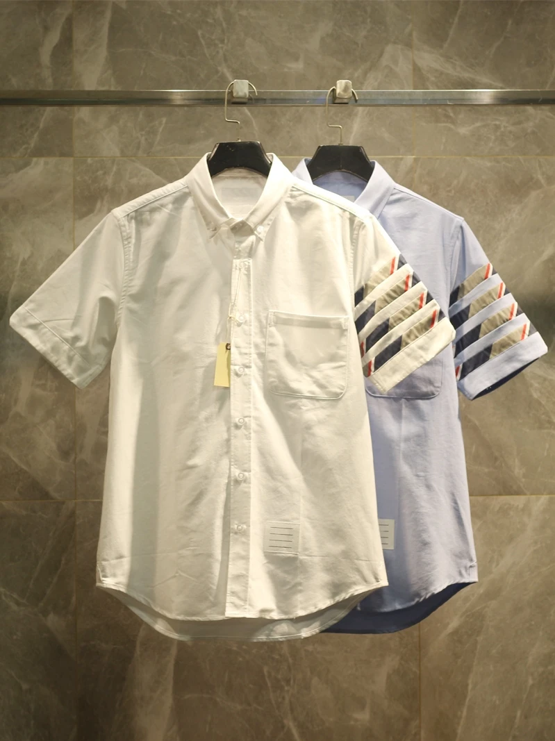 

Высококачественная рубашка из оксфордской ткани с коротким рукавом, новая коллекция весна-лето, модная, из смесового хлопка, для молодежи