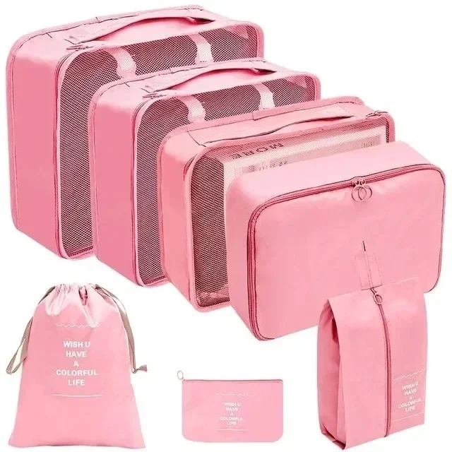 Set Travel Organizer Storage Bags Suitcase Packing Cubes Set Cases Portable Luggage Clothes Shoe Tidy Pouch Folding