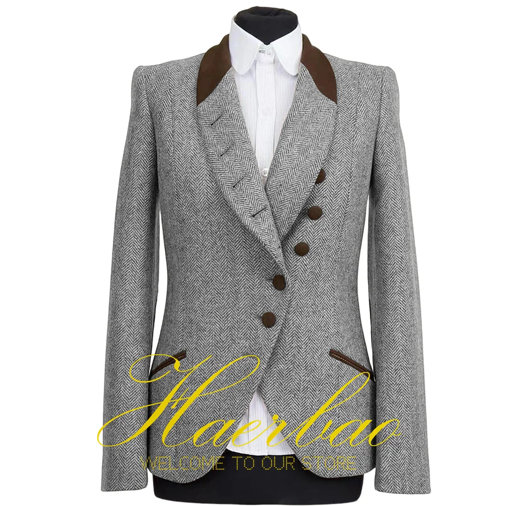 Herring bone Blazer für Frauen, formeller Büro anzug, Vintage Jacke, einreihige Outfits