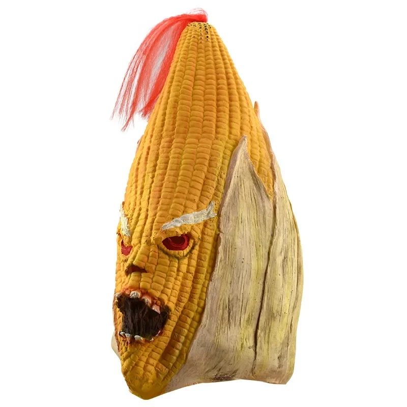Disfraz de Halloween, traje de maíz, máscara de látex divertida, máscara de maíz, máscara facial completa de látex botánico, máscara de cabeza completa fresca