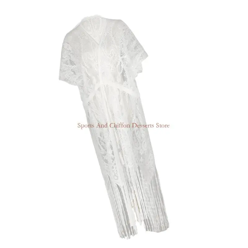 

Cover Up Dress Long Tassels Cardigan Shawl Bohemian Fringed Casual Beachwear K1YF