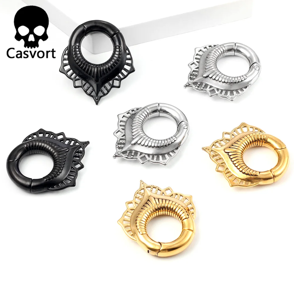 

Casvort 10 PCS Wholesale Floral Ear Weights Hangers Ear Gauges Plug Stainless Steel Piercing Wedding Body Jewelry