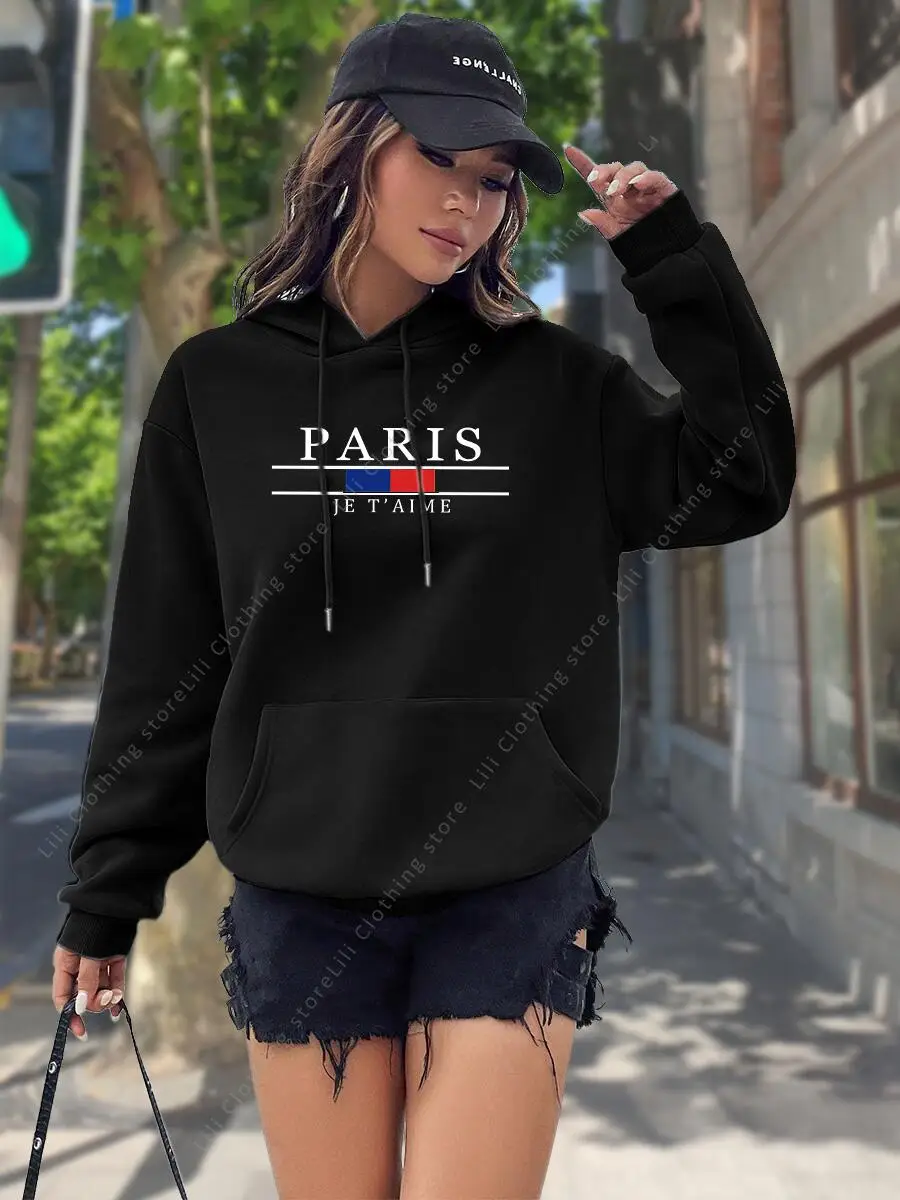 Aesthetic Hoodies for Women Clothes Tops High quality PARIS Graphic Letter Print Sweatshirts Fashion Y2K Ladies Hoodie 2026 New