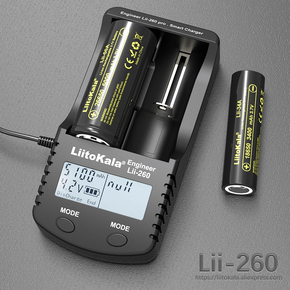 Liitokala lii -260 LCD 3.7v 16340/18350/18650/18500 17500/26650 14500/10440 / battery charger, lithium battery charger detection