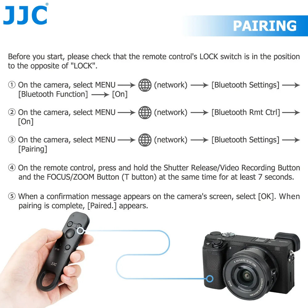 JJC Sans Fil Bluetooth Télécommande pour Sony Appareil Photo ZV-E1 ZV-E10 ZV-1 FX30 A7R V A7figured A7IV A7III A7 IV A7 III A7CR A6400 A7CR