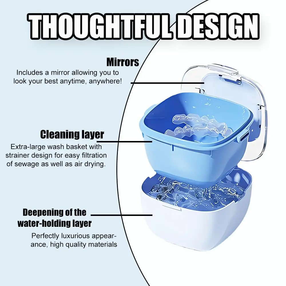 1 قطعة Enture صندوق تخزين أسنان المسنين المحمولة نقع صندوق غير مرئية الأقواس تقويم الأسنان التجنيب تنظيف وتنظيف صناديق #4