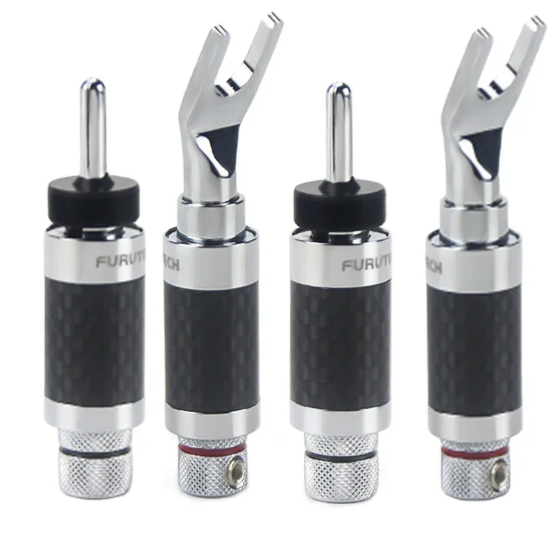 

4pcs Furutech Banana Plug Carbon Fiber Copper Rhodium-plated Banana Speaker Plug / Y Spade Plug Connector