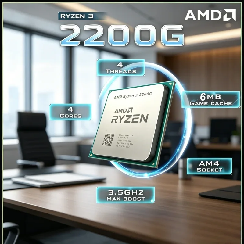 Office PC Used Processor AMD Ryzen 3 2200G 3.5GHz 14nm Quad-Core Quad-Thread YD2200C5M4MFB AM4 CPU No Included Cooler