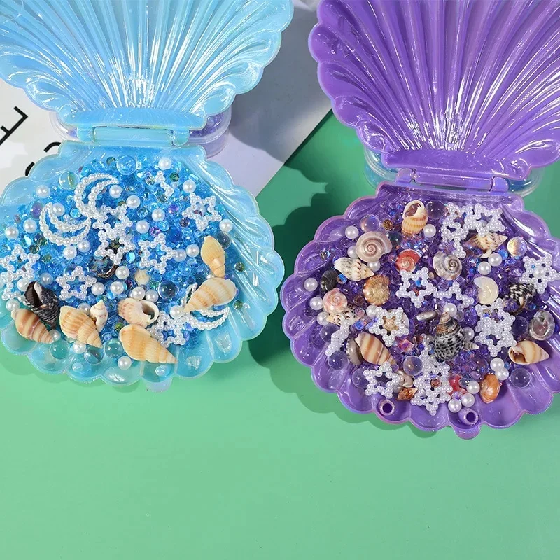 Box of Ocean Style Epoxy Resin Filling  DIY Star Moon Conch Shaped Crystal Epoxy Resin Filling Nail Glitter Decorations