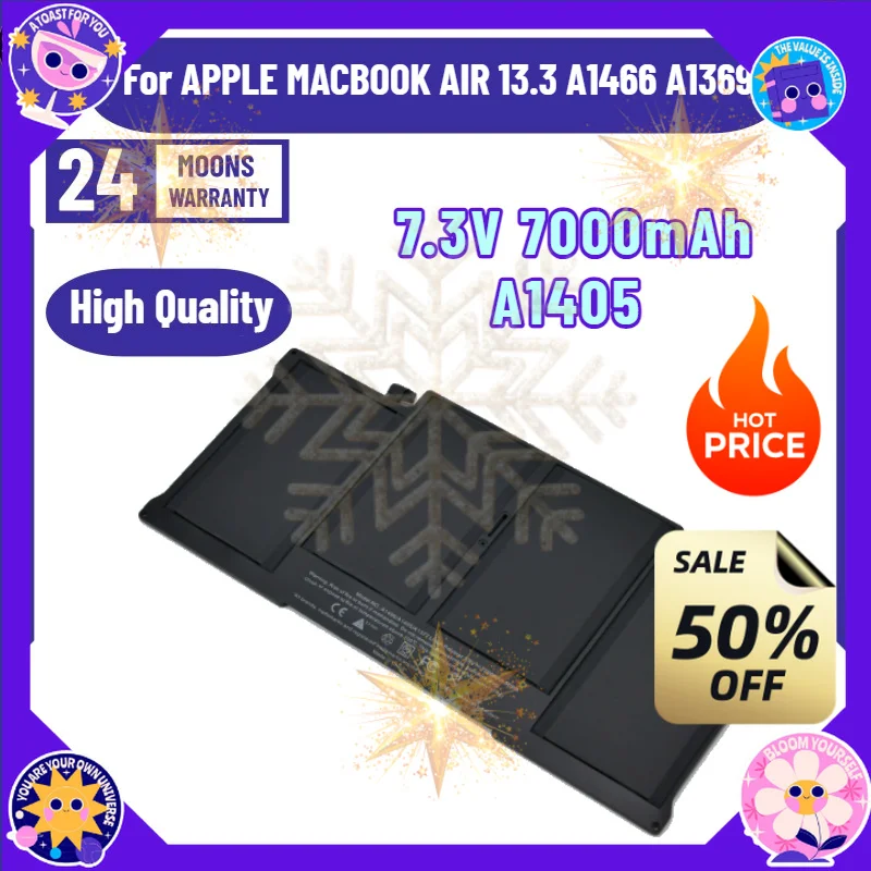 SWZY 7.3V 7000mAh A1405 Laptop Battery for APPLE MACBOOK AIR 13.3 A1466 A1369 MD760LL/A MD761CH  MD761CH 2012-2017 Year A1496