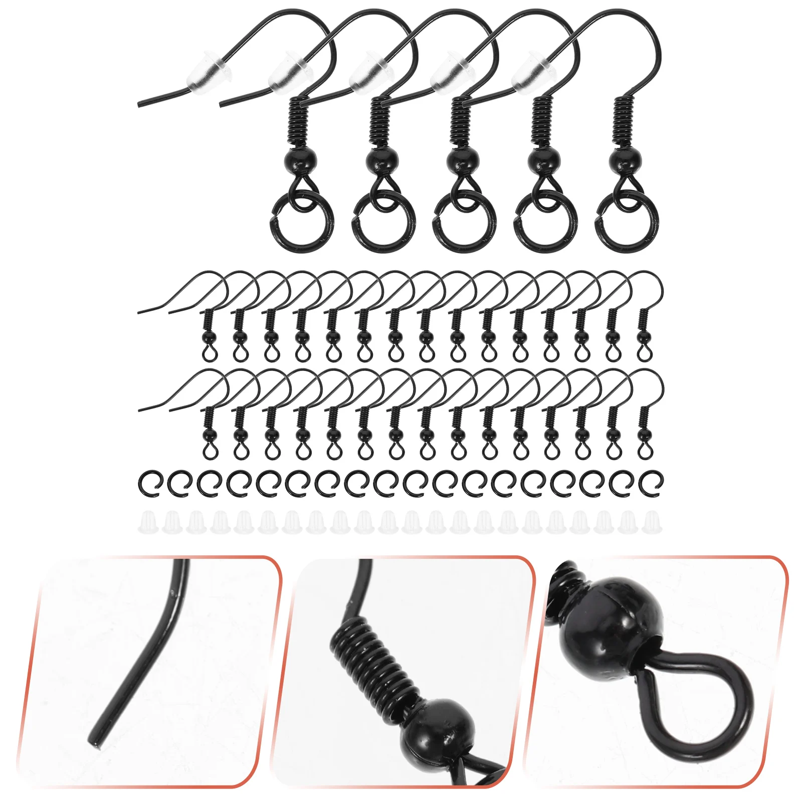 

1Set Earrings Hooks Coil Ball Style Lightweight Black DIY Jewelry Supplies Ear Hook Backs Earring Making Accessories