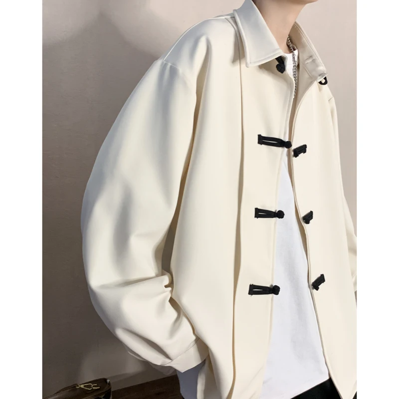 

Новый китайский Sle Long Sve irt, мужской модный воротник на пуговицах Hanfu Tang, костюм Jaet, ветровка Haome Vers...