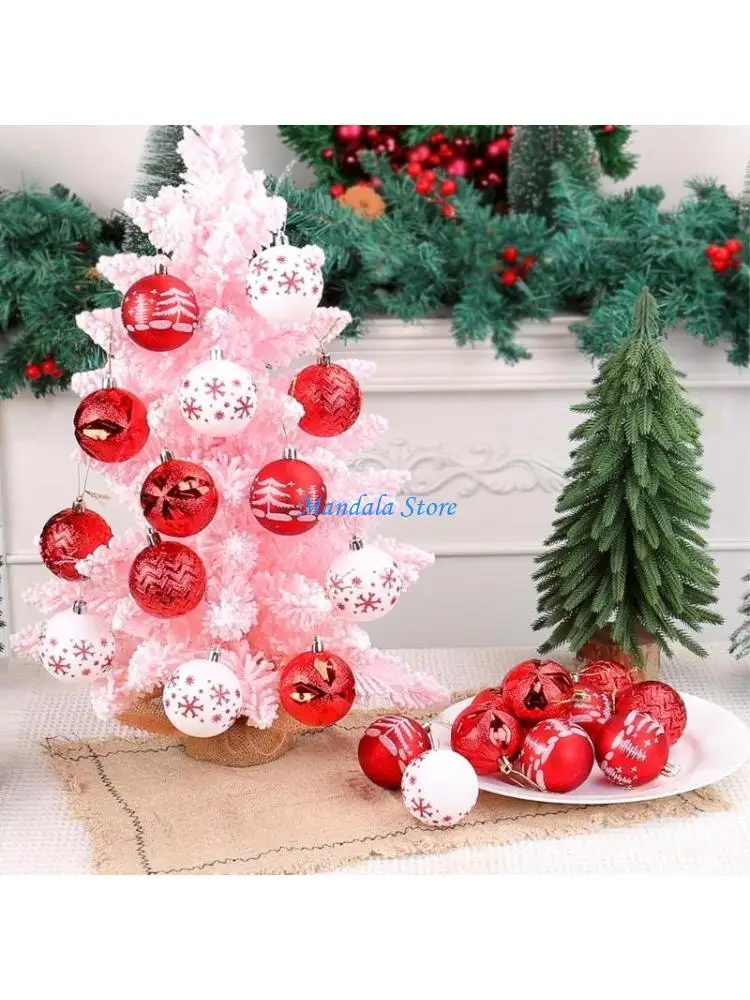 

U2JC Set of 24 Shatterproof Hand Painted Christmas Baubles for Elegant Tree Adornment