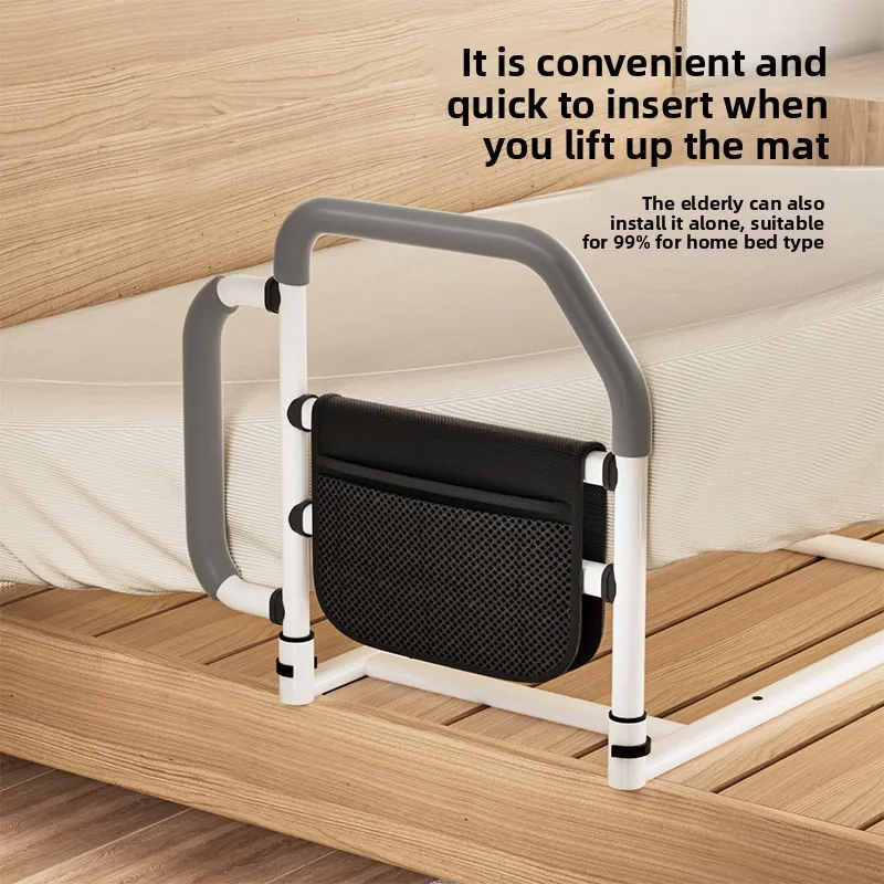 قضبان السرير لكبار السن-سرير أمان مساعدة السكك الحديدية الارتفاع-مقبض قابل للتعديل-حارس السرير انتزاع القضبان جيب التخزين-تناسب جميع أحجام السرير