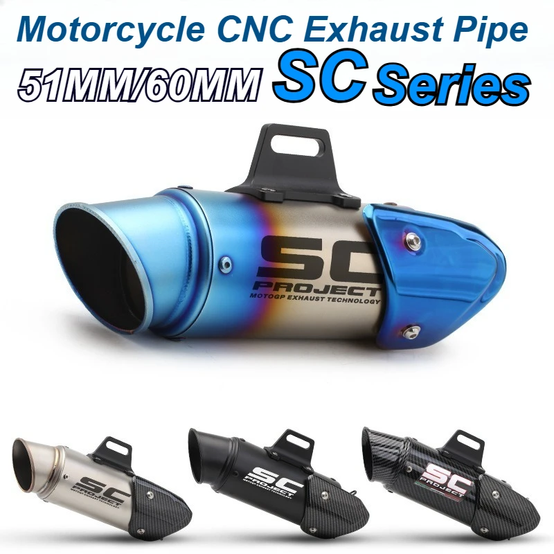 51MM Universal Motorcycle Straight Exhaust Pipe SC Muffler Steel Accessories For Yamaha Honda Suzuki MT07 Z400 Z650 Z900 CBR600