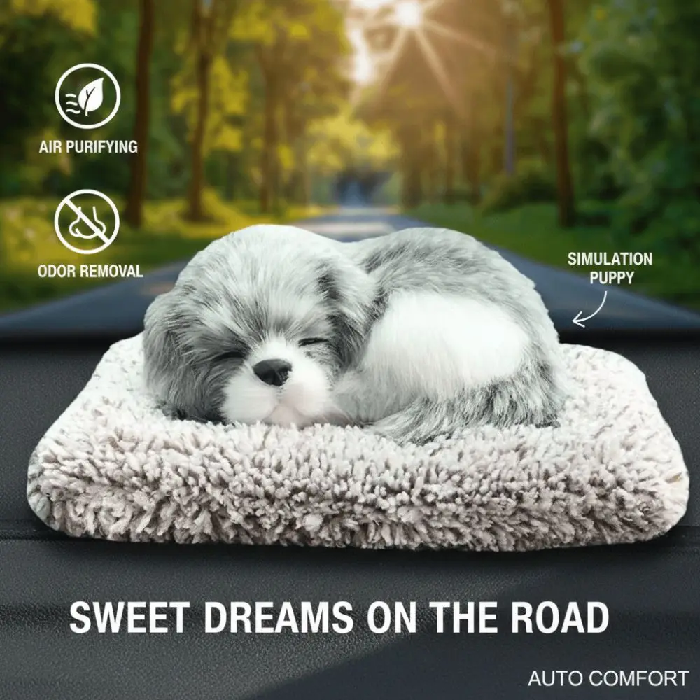 Plush Car Center Console Dog Figurines Deodorizes Purifies The Air Sleeping Dog Figurine Toy Simulation with Cloth Pad
