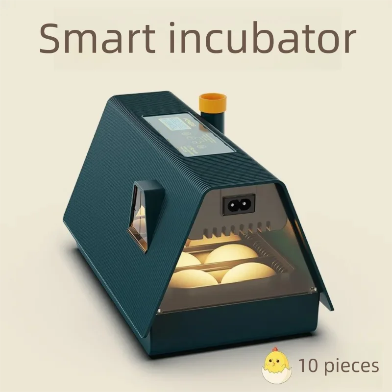 10 Eggs Automatic Egg Incubator for Chicken Duck Goose Quail, 110V/220V, Auto Turn, Digital Temp & Humidity for Small Farm Use