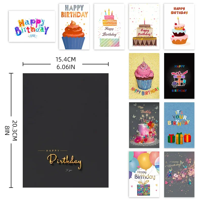 

24 Sheets Birthday Greeting Card Set Boxed Creative Flat Blessing Cards With Envelope Birthday Series Sending to Friends Family