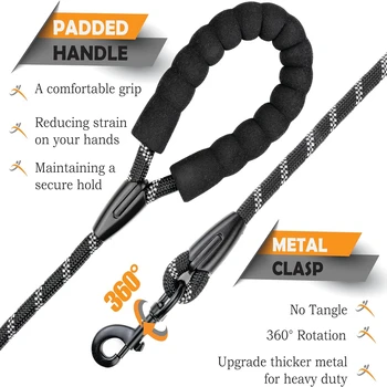 High Quality Premium Reflective 6 FT Dog Leash - Durable and Comfortable for Small, Medium, and Large Breed Pets - Ideal for Nig 2