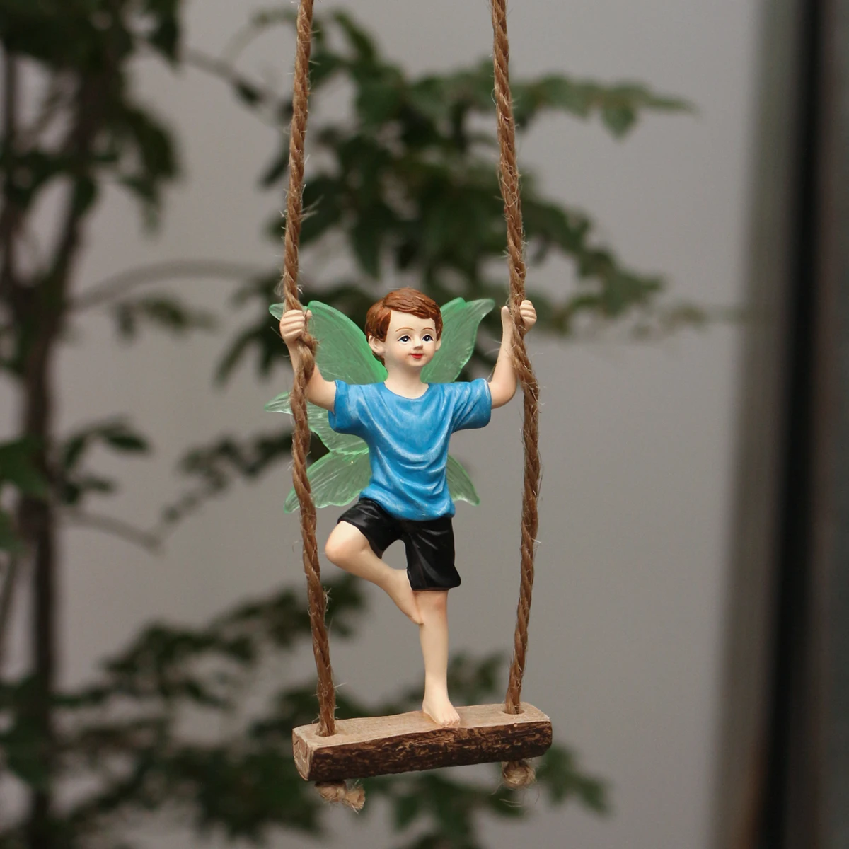 Standing Boy Swing Hanging Sculpture Pendant Collectible Figurine Home Garden Indoor Outdoor Decor Statue