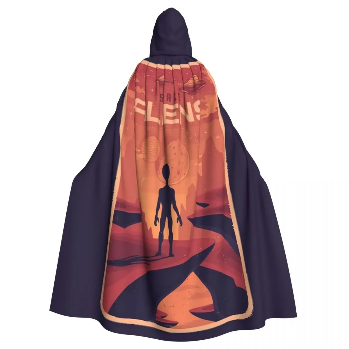 Space Aliens Poster Tees And Gifts Long Hooded  Witch Medieval Costume Cosplay Cape HalloweenVampire Adult Unisex