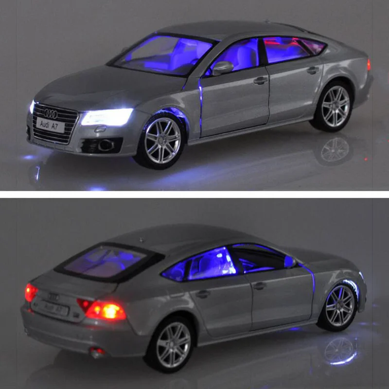 1:24 AUDI A7 modello in lega pressofuso in metallo veicoli giocattolo collezione di modelli di auto suono tirare indietro luce alta simulazione giocattolo per bambini F249