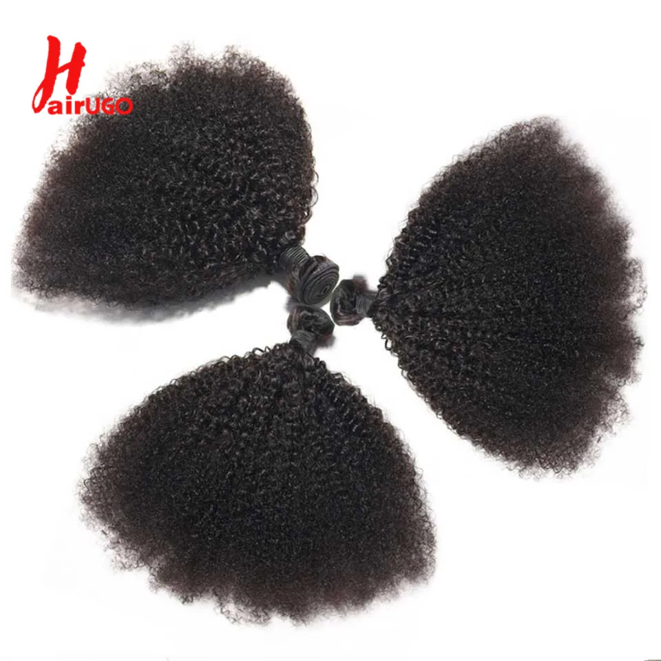 Tissage de cheveux humains afro crépus bouclés pour femmes, faisceaux brésiliens, extensions de cheveux, 1/3 cheveux humains, richesse, 8-28\